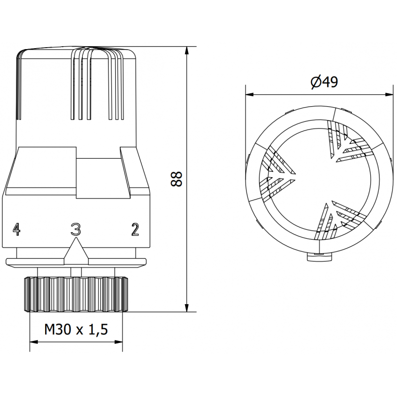 Mexen Uni-Term termostatinė radiatoriaus galvutė, balta - W908-002-20