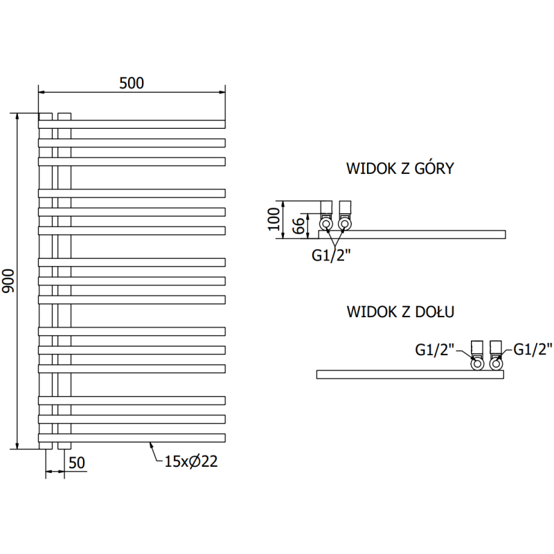 Mexen Neptun dekoratyvinis vonios kambario radiatorius 900 x 500 mm, 291 W, auksinis - W101-0900-500-00-50