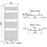 Mexen Ares rankšluosčių džiovintuvas 1500 x 600 mm, 579 W, chromas - W102-1500-600-00-01