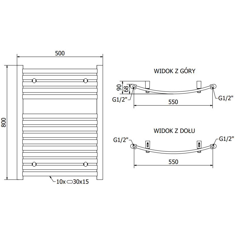 Mexen Helios vonios radiatorius 800 x 600 mm, 448 W, antracitas - W103-0800-600-00-66