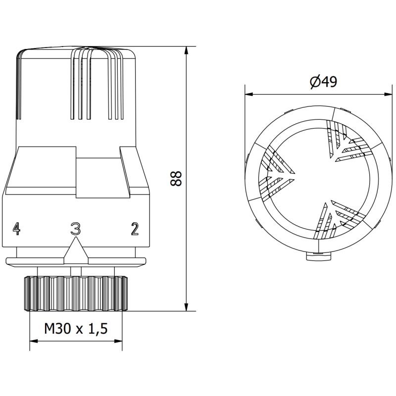 Mexen Uni-G juoda termostatinė radiatoriaus galvutė - W908-002-70
