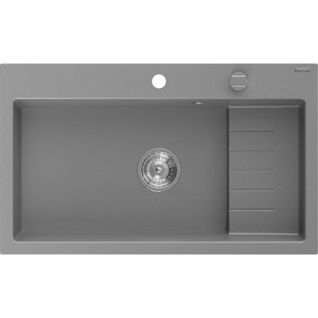 Mexen Omar granitinis virtuvės kriauklė 1 kamerų 800 x 480 mm, pilka, chromuotas sifonas - 6520801005-71