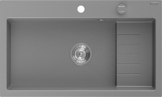 Mexen Omar granitinis virtuvės kriauklė 1 kamerų 800 x 480 mm, pilka, chromuotas sifonas - 6520801005-71