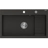 Mexen Omar granito virtuvės kriauklė 1 skyriu 800 x 480 mm, juoda/auksinė metalik, chromo sifonas - 6520801005-75