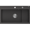 Mexen Omar granitinė vienos kameros plautuvė 800 x 480 mm, juoda taškuota, chromuotas sifonas - 6520801005-76