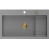 Mexen Omar granito plautuvė 1-skyrius 800 x 480 mm, pilka, aukso sifonas - 6520801005-71-G