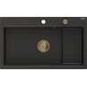 Mexen Omar granitinis plautuvė 1 kamerų 800 x 480 mm, juoda/auksinė metalika, sifonas auksinis - 6520801005-75-G