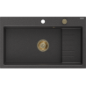 Mexen Omar granitinis plautuvės vienos kameros 800 x 480 mm, juodas taškuotas, auksinis sifonas - 6520801005-76-G