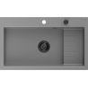 Mexen Omar granitinis virtuvės kriauklė 1-skyrelis 800 x 480 mm, pilka, juodas sifonas - 6520801005-71-B