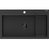 Mexen Omar granito plautuvė 1-skyrelis 800 x 480 mm, juoda/sidabrinis metalikas, juodas sifonas - 6520801005-73-B