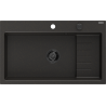 Mexen Omar granitinis virtuvės kriauklė, vieno skyriaus, 800 x 480 mm, juoda/auksinė metalika, juodas sifonas - 6520801005-75-B