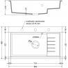 Mexen Omar granitinis virtuvės kriauklė 1 skyrelio 800 x 480 mm, juoda, juodas sifonas - 6520801005-77-B
