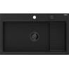 Mexen Omar granitinis virtuvės kriauklė 1 skyrelio 800 x 480 mm, juoda, juodas sifonas - 6520801005-77-B