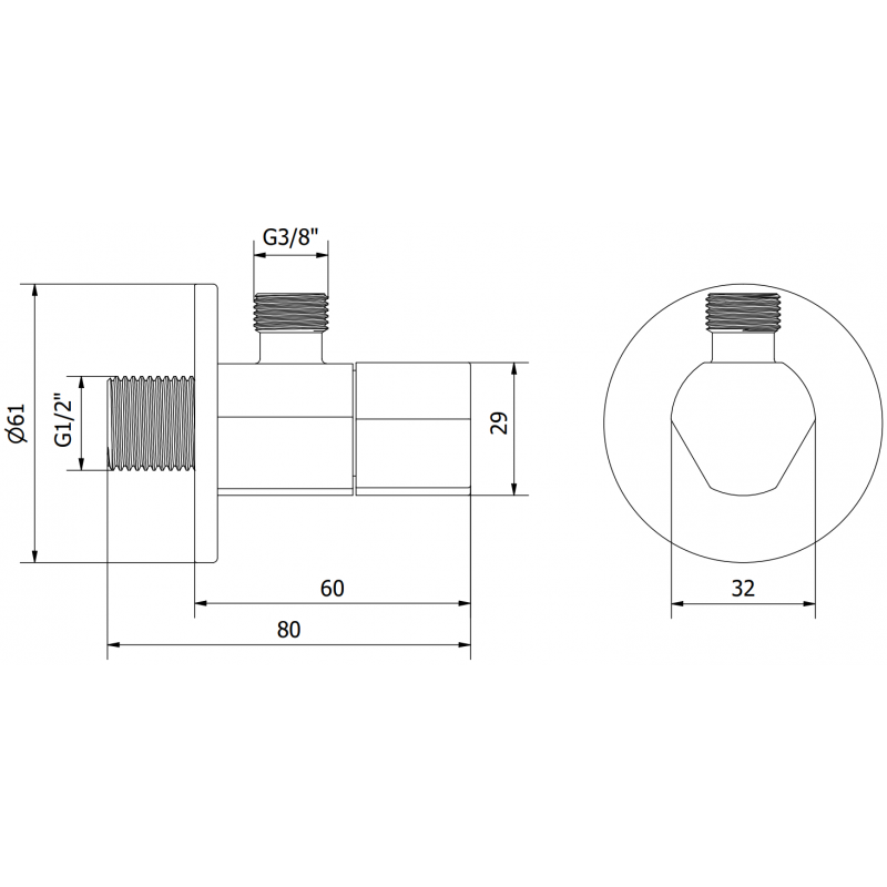 Mexen T kampinis vožtuvas maišytuvui 1/2"x3/8", auksinis - 79973-50