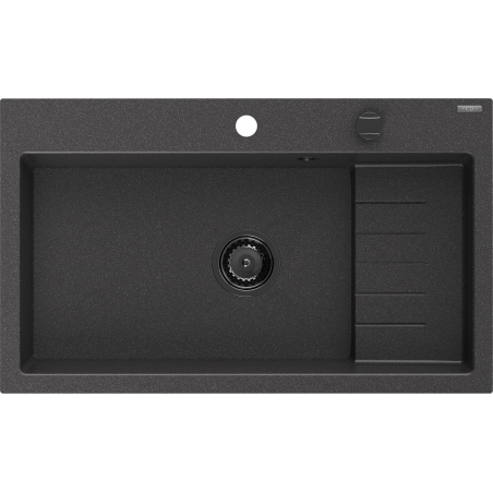 Mexen Omar granitinis vienos kameros plautuvė 800 x 480 mm, juodas taškuotas, juodas sifonas - 6520801005-76-B