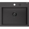 Mexen Oscar granitinė plautuvė 1-skyrius 580 x 490 mm, juoda dėmėta, juodas sifonas - 6519581000-76-B