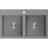 Mexen Hektor granitinis dviejų skyrių plautuvė 800 x 480 mm, pilka, chromo sifonas - 6521802000-71