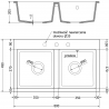 Mexen Hektor granitinis dviejų skyrių plautuvė 800 x 480 mm, juodas taškuotas, chromuotas sifonas - 6521802000-76