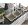 Mexen Hektor granitinis dviejų skylių kriauklė 800 x 480 mm, smėlio spalvos, chrominis sifonas - 6521802000-69