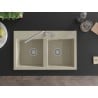 Mexen Hektor granitinis dviejų skylių kriauklė 800 x 480 mm, smėlio spalvos, chrominis sifonas - 6521802000-69