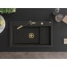 Mexen Omar granitinis plautuvė 1 kamerų 800 x 480 mm, juoda/auksinė metalika, sifonas auksinis - 6520801005-75-G