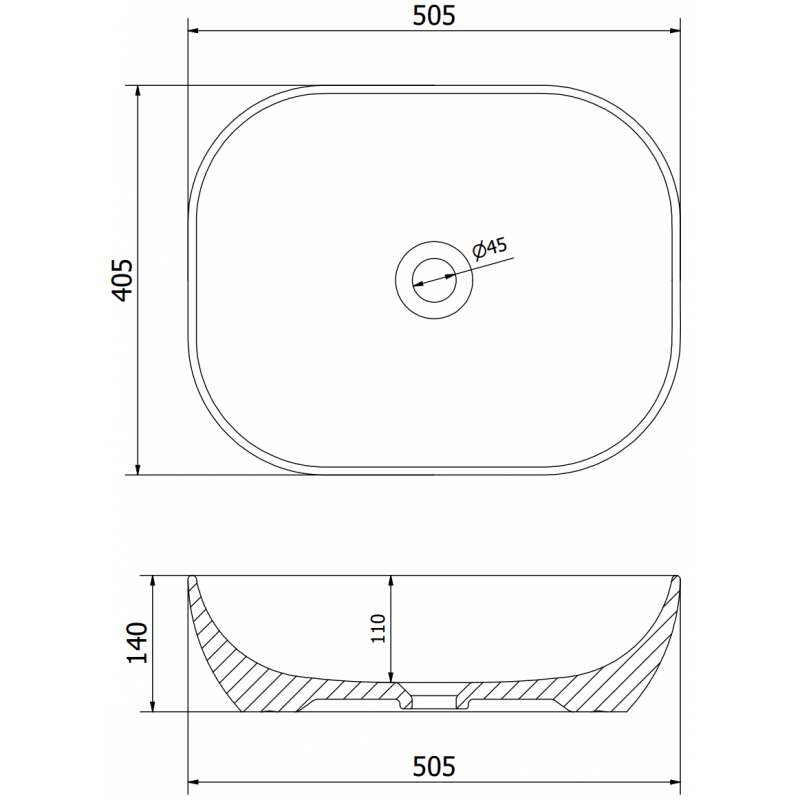 Mexen Rosa stalviršio praustuvas 50 x 40 cm, tamsiai pilkas matinis - 21095071