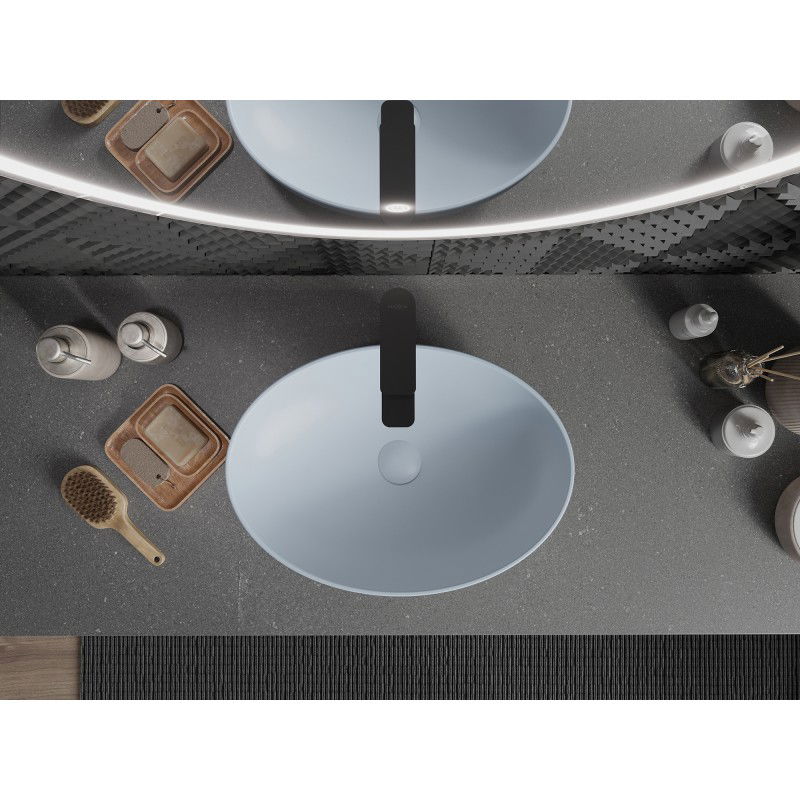 Mexen Cornelia stalviršinis praustuvas 50 x 37 cm, pilkai mėlynas matinis - 21885069