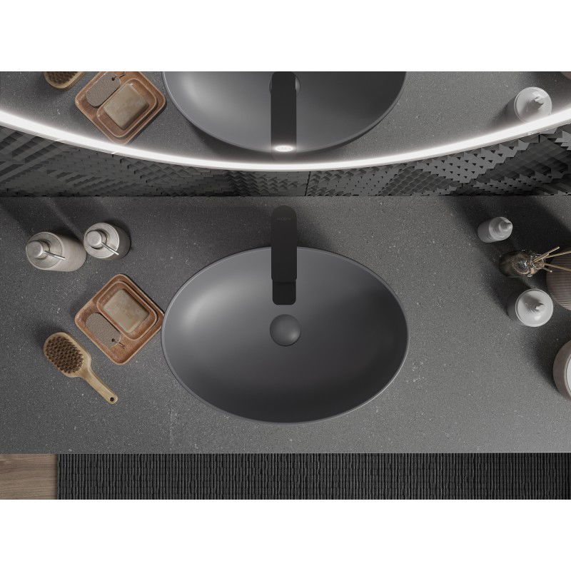 Mexen Cornelia praustuvo virštinkinė kriauklė 50 x 37 cm, tamsiai pilka matinė - 21885071