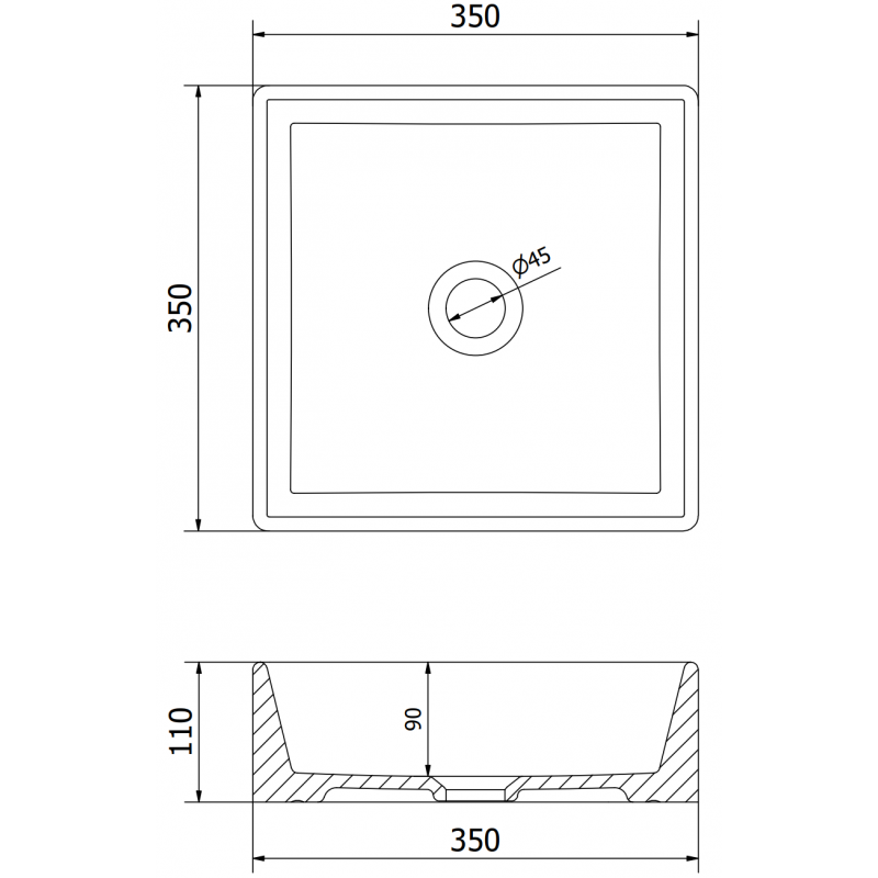 Mexen Goya stalviršio praustuvas 35 x 35 cm, juodas matinis - 22183585