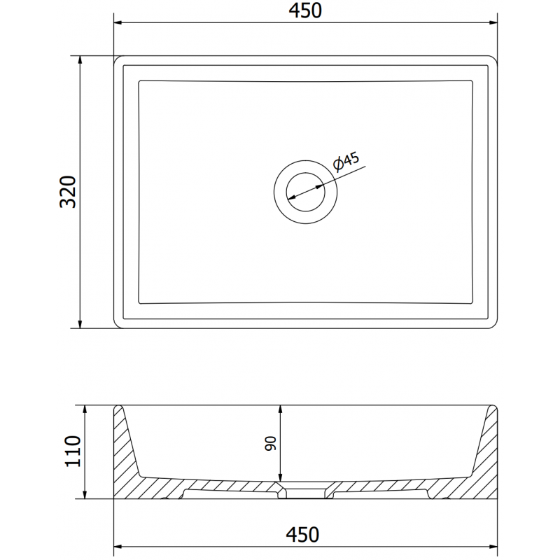Mexen Goya stalviršio praustuvas 45 x 32 cm, šviesiai pilka matinė - 22184561