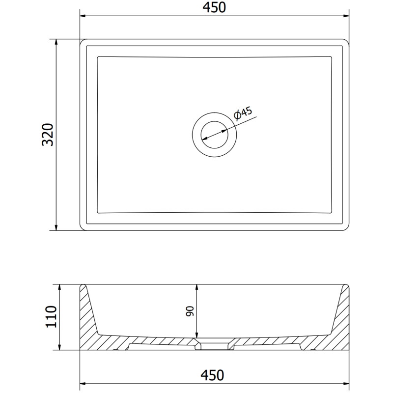 Mexen Goya kraštova umyjalka 45 x 32 cm, juoda matinė - 22184585