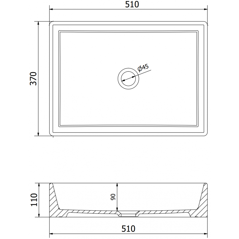 Mexen Goya praustuvas stalviršiui 51 x 37 cm, juodas matinis - 22185085