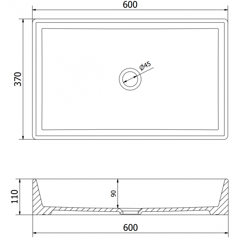 Mexen Goya praustuvo ant stalviršio 60 x 37 cm, juodas matinis- 22186085