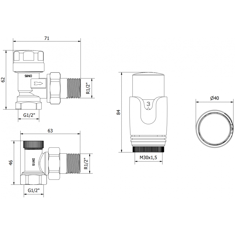 Mexen G00 termostatinis kampinis rinkinys, chromas - W901-900-01