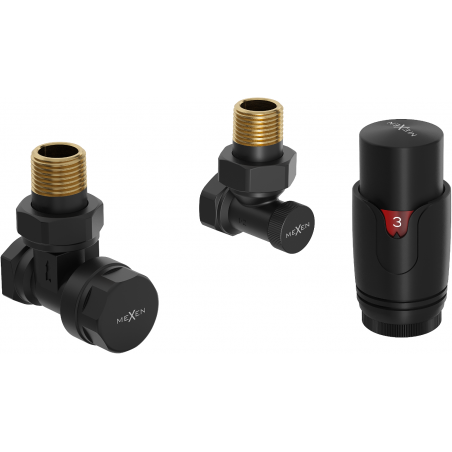 Mexen G00 termostatinis kampinis komplektas, juodas - W901-900-70
