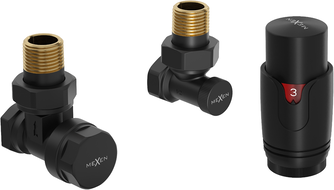 Mexen G00 termostatinis kampinis komplektas, juodas - W901-900-70