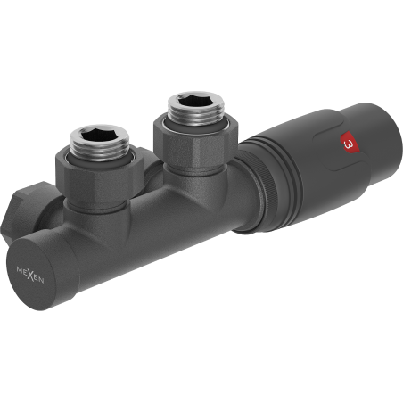 Mexen G00 termostatinių vožtuvų komplektas kampinis, Duplex, DN50, antracitas - W907-900-66