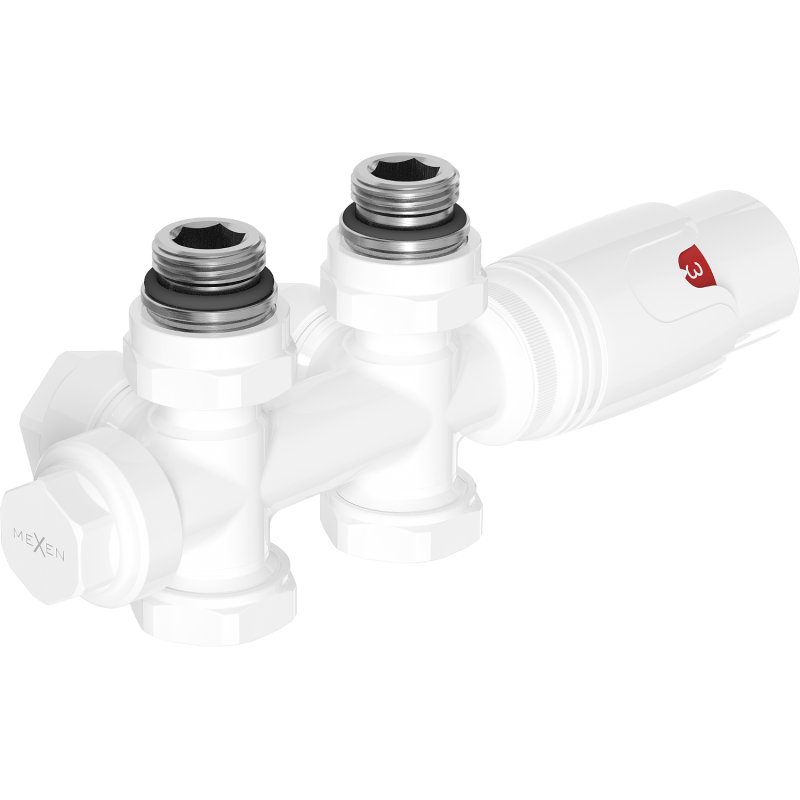 Mexen G00 termostatinis rinkinys kampinis/tiesus, Duplex, DN50, baltas - W908-900-20