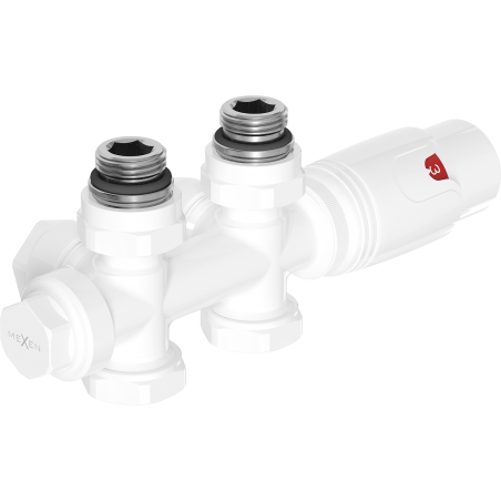 Mexen G00 termostatinis rinkinys kampinis/tiesus, Duplex, DN50, baltas - W908-900-20