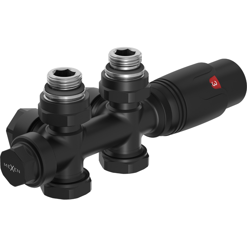 Mexen G00 kampas arba tiesus termostatinis komplektas, Duplex, DN50, juodas - W908-900-70