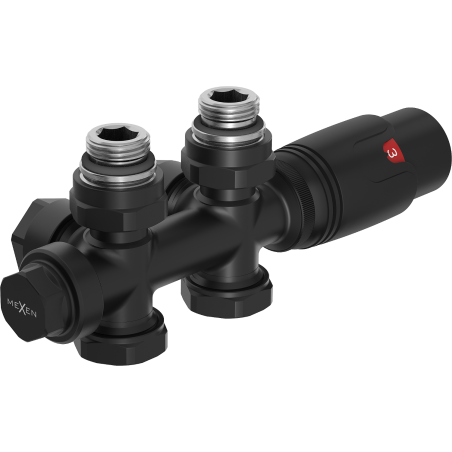 Mexen G00 kampas arba tiesus termostatinis komplektas, Duplex, DN50, juodas - W908-900-70