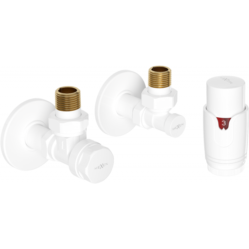 Mexen G00 termostatinis kampinis komplektas su maskavimo elementu R, baltas - W901-900-904-20