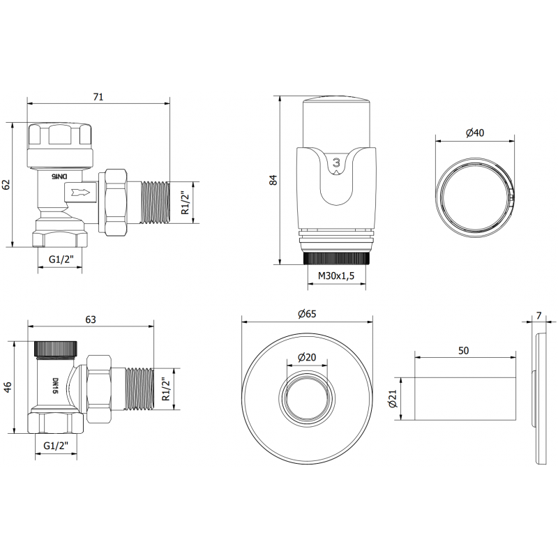 Mexen G00 termostatinis kampinis komplektas su danga R, antracito - W901-900-904-66