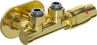 Mexen G00 termostatinis kampinis komplektas su maskuotėmis R, Duplex, DN50, auksinis - W907-900-905-50