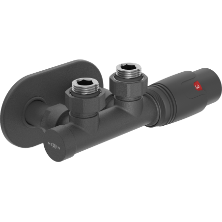 Mexen G00 termostatinis kampinis rinkinys su dangteliu R, Duplex, DN50, antracitas - W907-900-905-66
