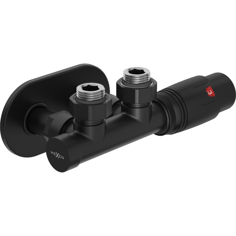 Mexen G00 termostatinis kampinis rinkinys su plokštele R, Duplex, DN50, juodas - W907-900-905-70