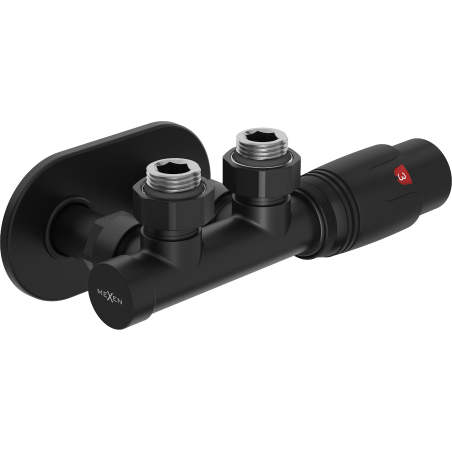 Mexen G00 termostatinis kampinis rinkinys su plokštele R, Duplex, DN50, juodas - W907-900-905-70