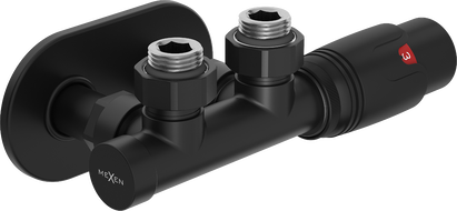 Mexen G00 termostatinis kampinis rinkinys su plokštele R, Duplex, DN50, juodas - W907-900-905-70