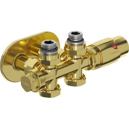 Mexen G00 kampasinis/tiesus termostatinis komplektas su dangteliu R, Duplex, DN50, auksinis - W908-900-905-50