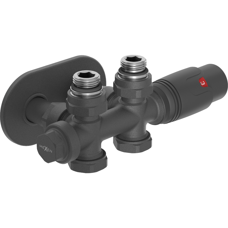 Mexen G00 kampinis/tiesus termostatinis komplektas su R dangteliu, Duplex, DN50, antracitas - W908-900-905-66